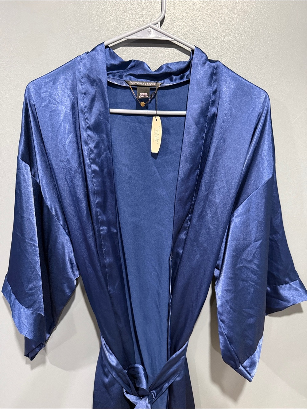 Victoria's Secret Royal Blue Satin Kimono Robe - Picture 1 of 8